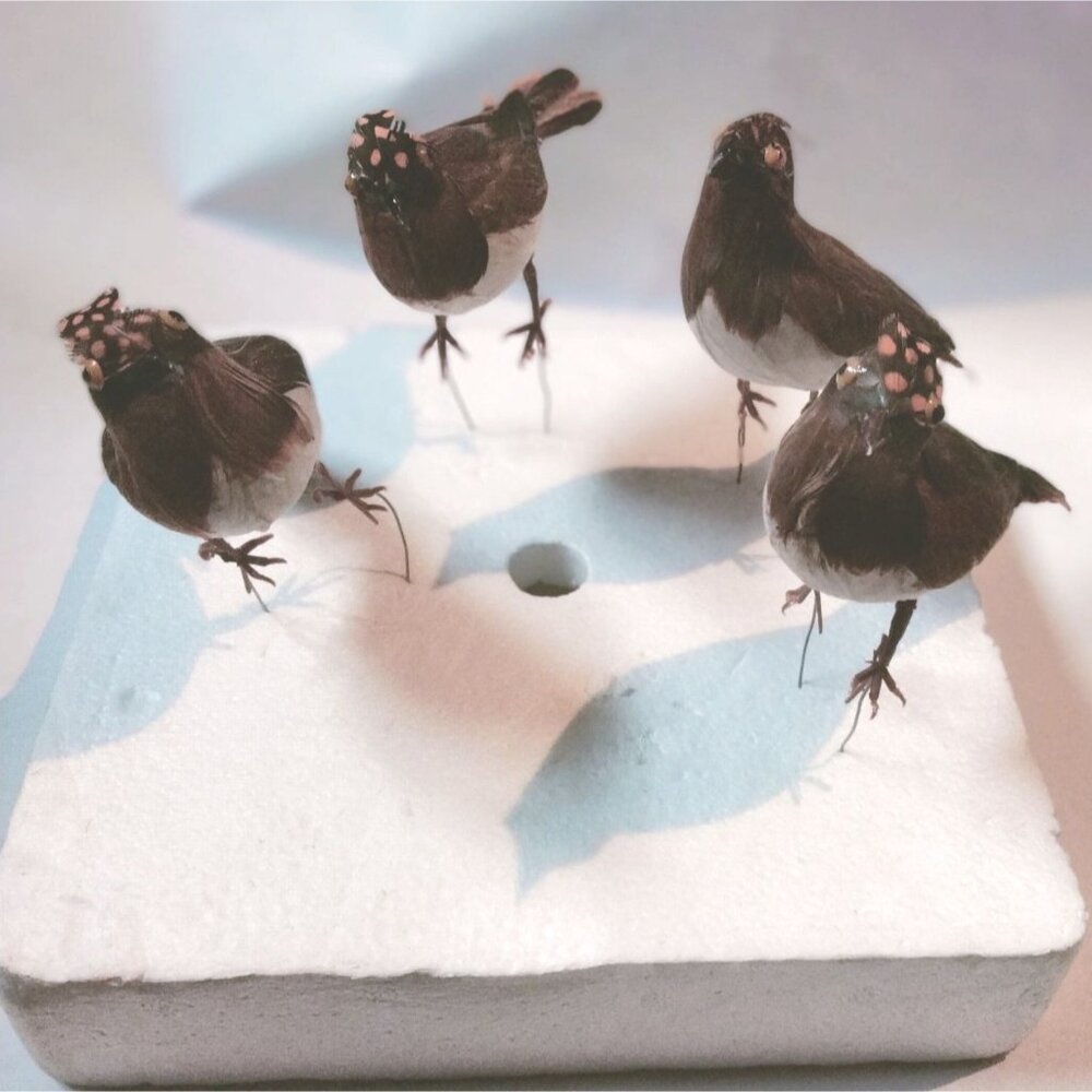 Decorative Tufted Birds Brown Orange Feathers Realistic Craft Display Lot 4 - Picture 12 of 14